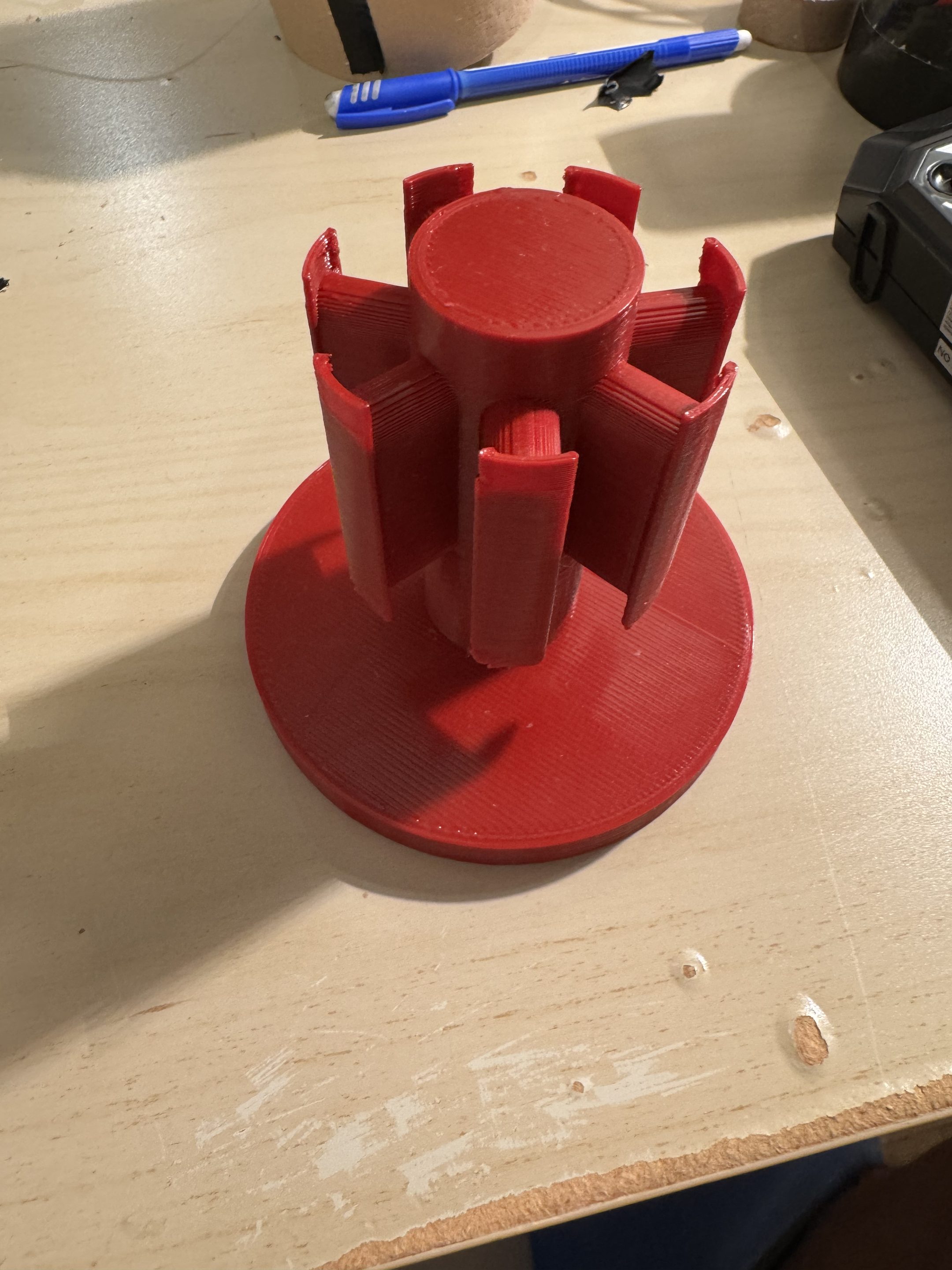 Bare 3D-printed stator, six slots, before winding