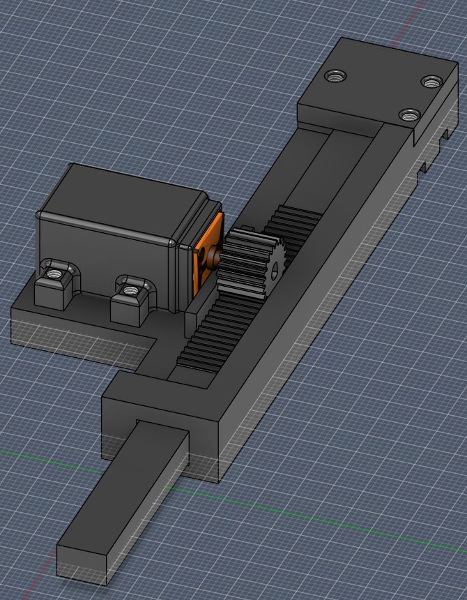 CAD of the rack and pinion chain release mechanism