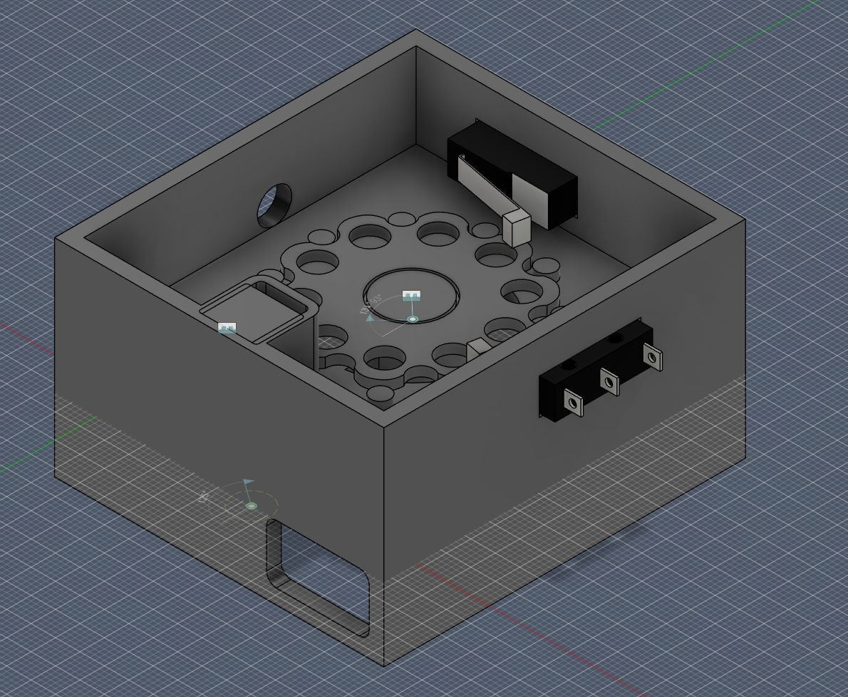 CAD of the timer housing with lever switch mounts