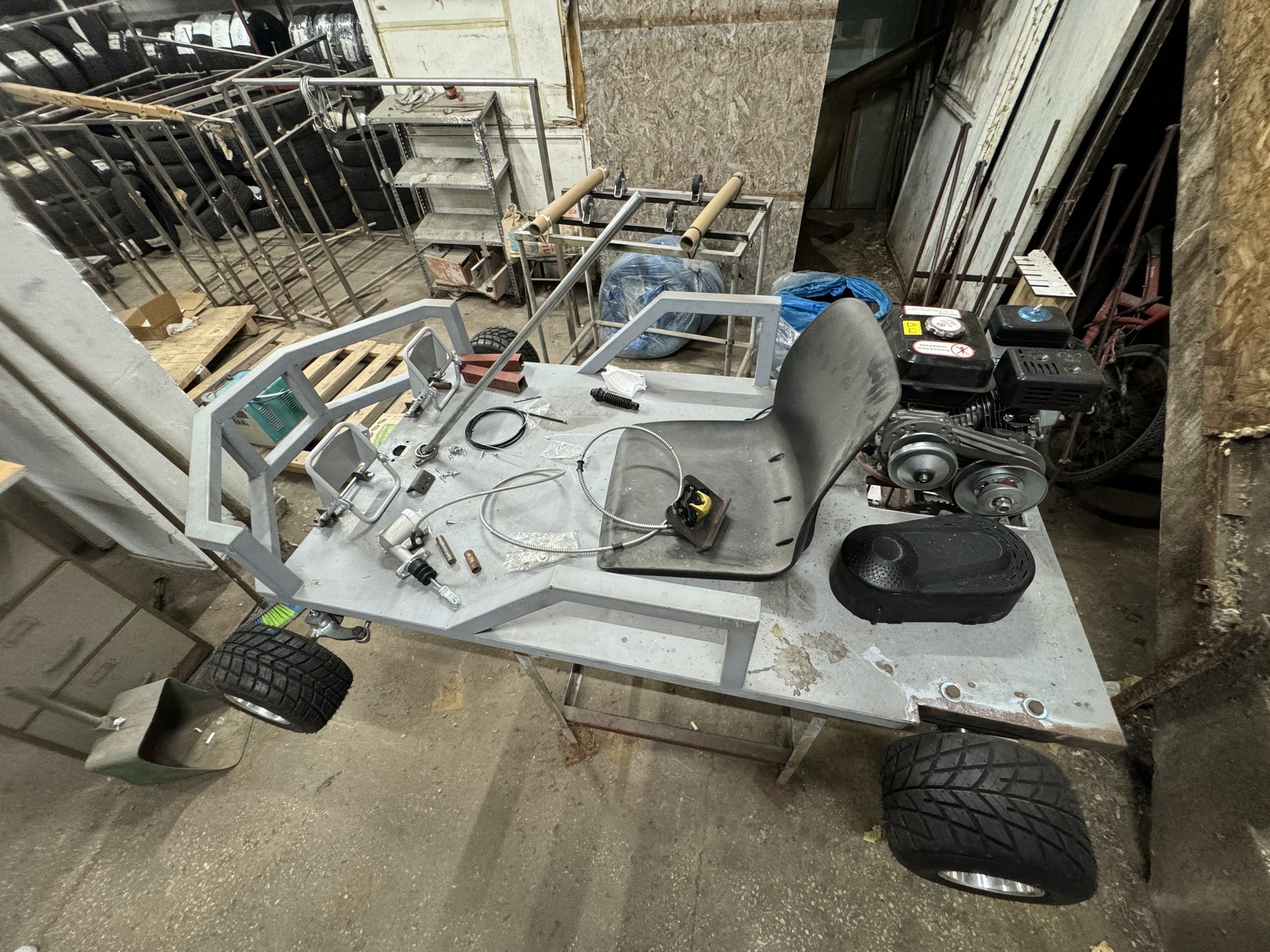 Rolling chassis with seat, engine and CVT installed